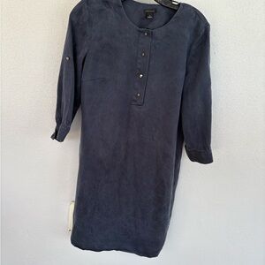 Ann Taylor Navy Blue Button shirt Dress, 3/4 sleeve with button to roll up